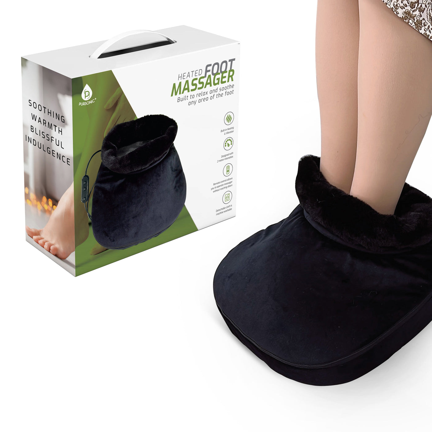 Heated Foot Massager with Remote Control, Folding Design, and Dual Motor Intensities - Shades Electronics