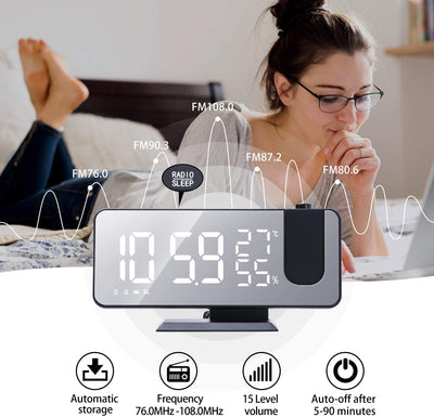LED Projection Digital Alarm Clock Phone Charger - Shades Electronics