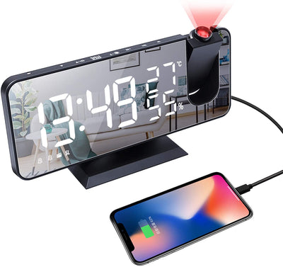 LED Projection Digital Alarm Clock Phone Charger - Shades Electronics