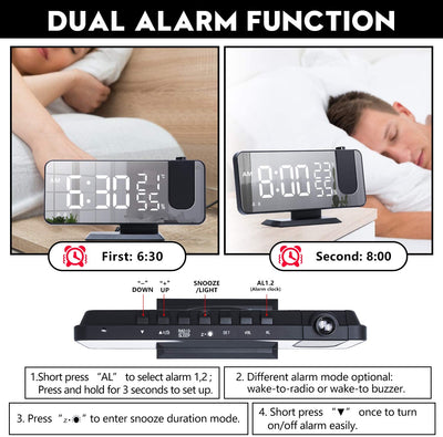 LED Projection Digital Alarm Clock Phone Charger - Shades Electronics