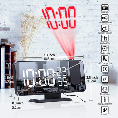 LED Projection Digital Alarm Clock Phone Charger - Shades Electronics