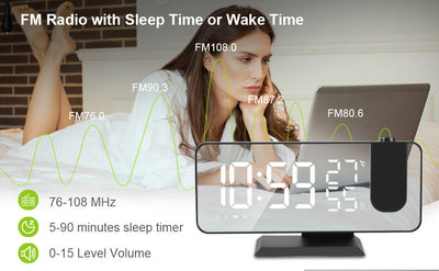 LED Projection Digital Alarm Clock Phone Charger - Shades Electronics