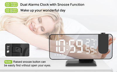 LED Projection Digital Alarm Clock Phone Charger - Shades Electronics