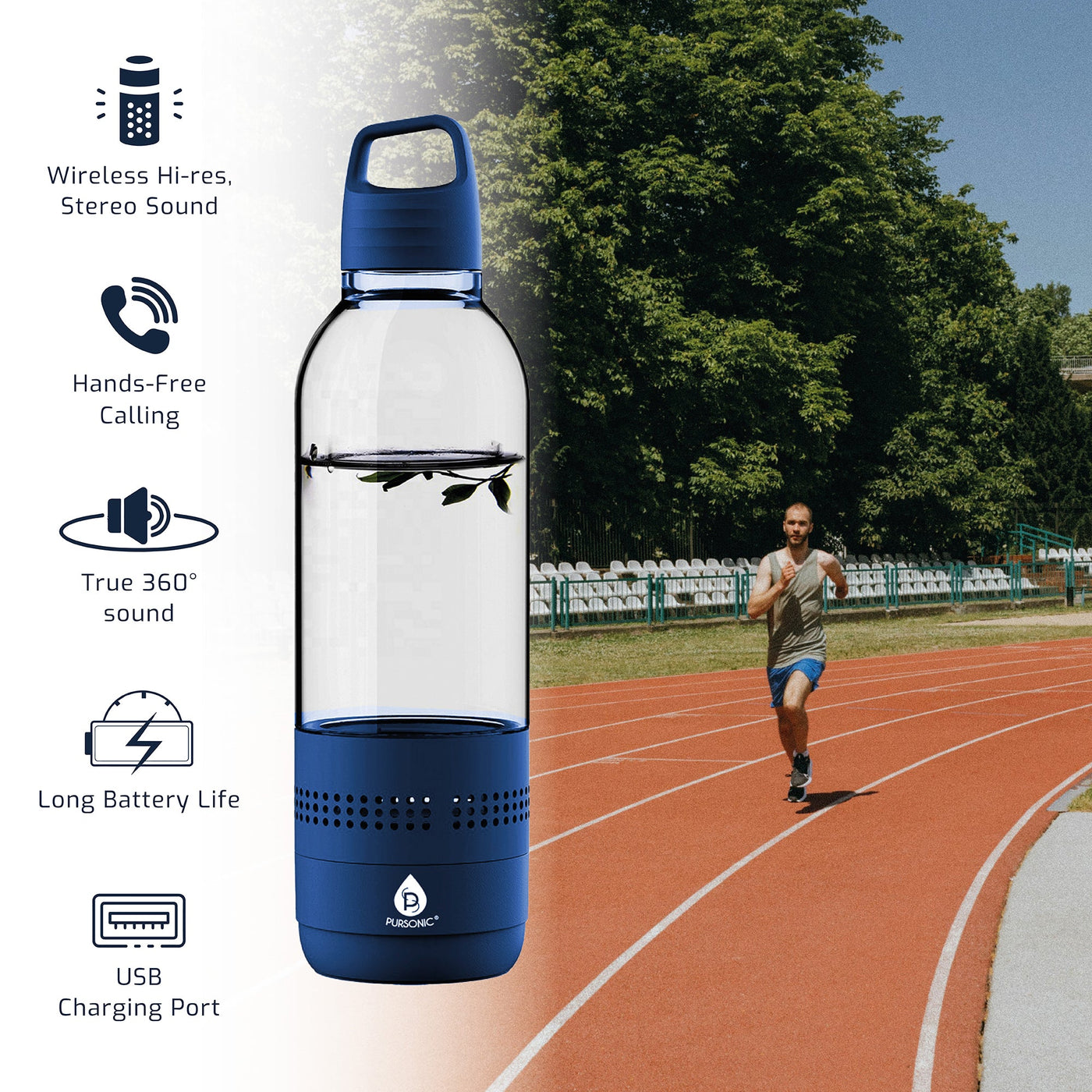 Pursonic 2-in-1 Water Bottle with Built-In Wireless Speaker - Shades Electronics