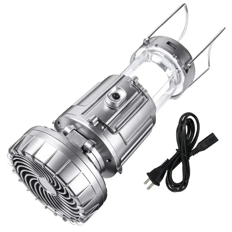 Portable Outdoor Solar LED Lights Waterproof Lantern with Fan - Shades Electronics