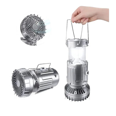 Portable Outdoor Solar LED Lights Waterproof Lantern with Fan - Shades Electronics