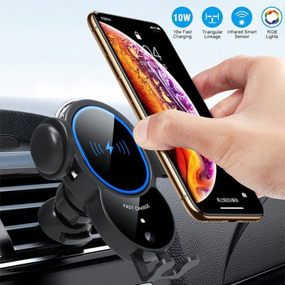 10W Wireless Triangle Mount Automatic Clamping Car Fast Charger - Shades Electronics